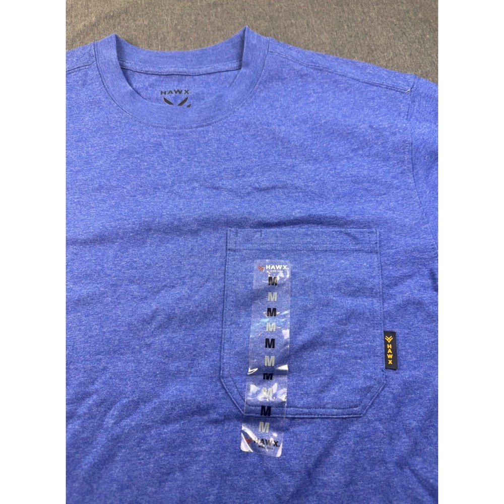 HAWX Work Gear Men's Blue Pocket‎ T-Shirt Crew Neck Short Sleeve Casual